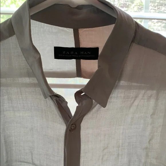 Zara Gray Casual Button Down Shirt Relaxed Fit - Picture 4 of 8